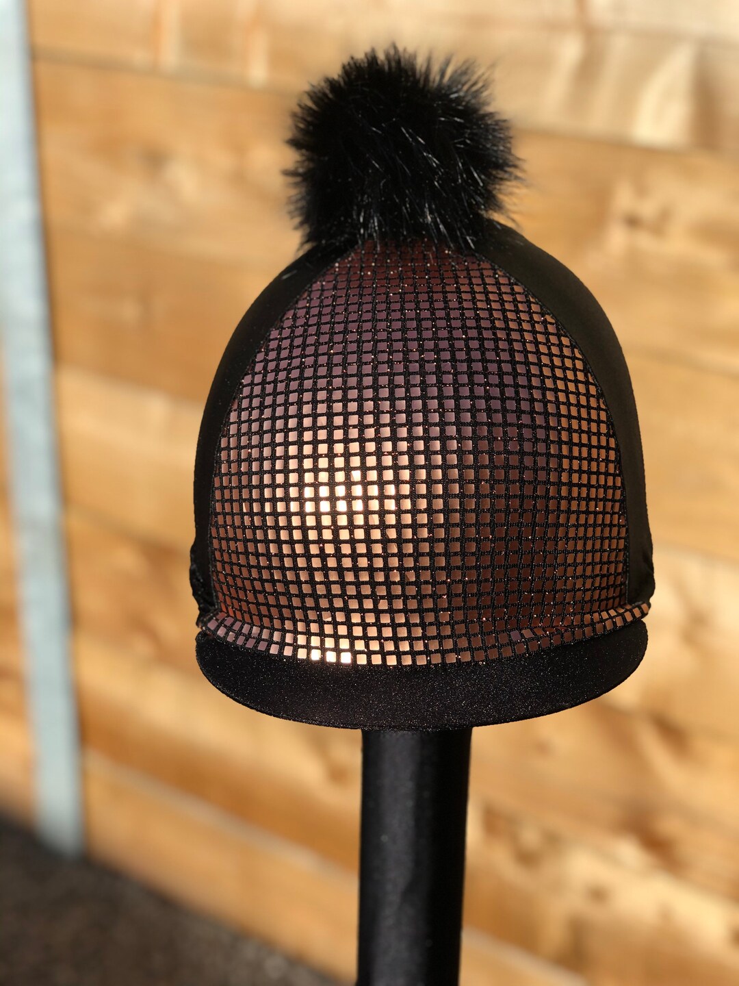 Horse Riding Helmet Hat Silk Bronze Glitz . Skull Cap or Pocket Peak