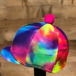 Horse Riding hat silk cover fluorescent tie-dye