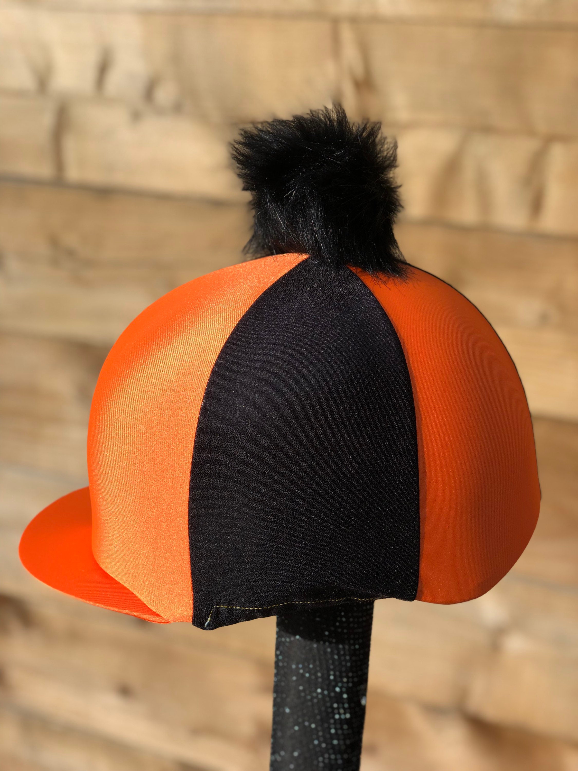 Riding hat silk  fur Pom one Size Orange ombré 
