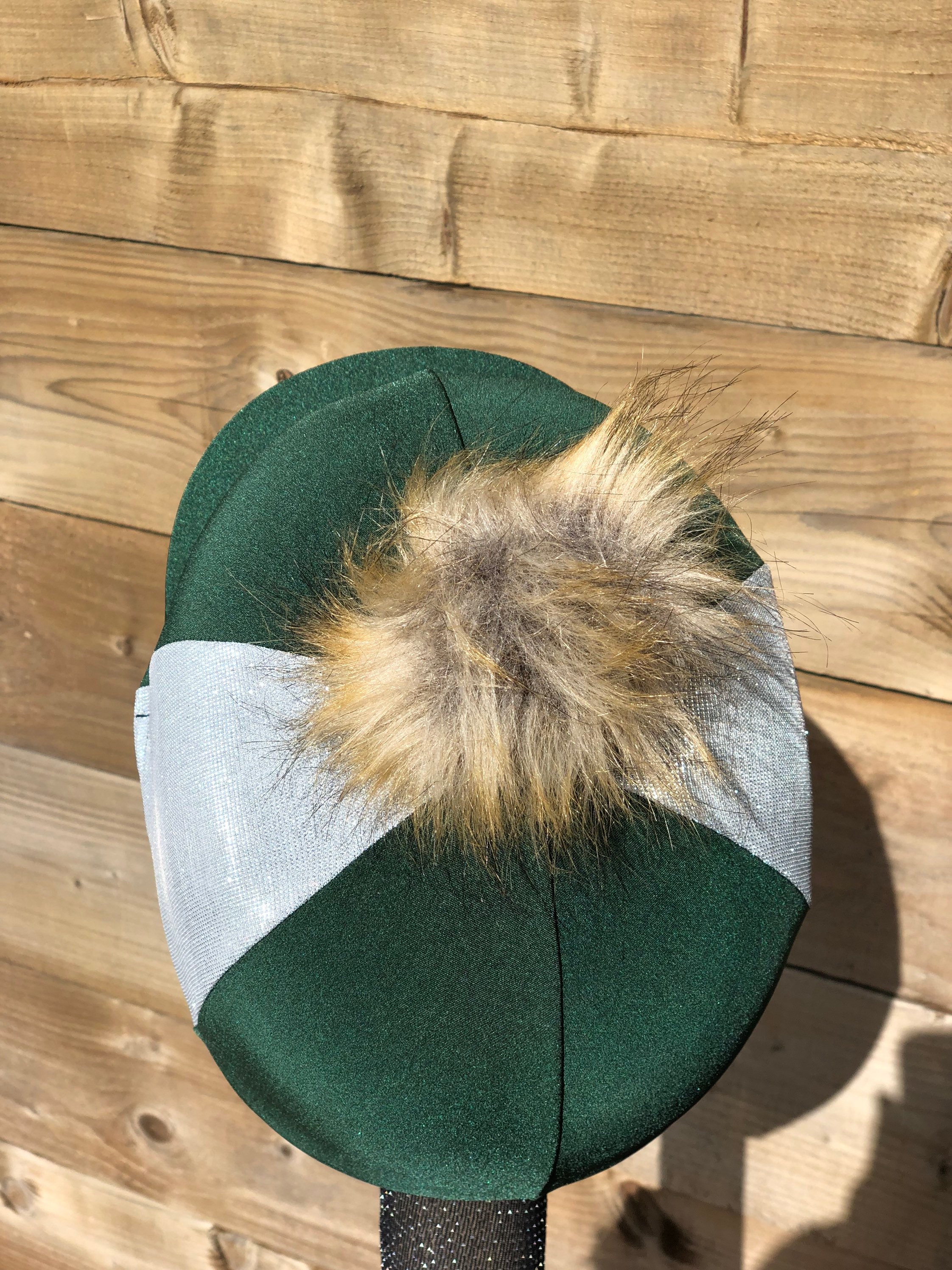 Green Riding Hat Horse Riding Helmet Hat Silk Hunter Green Glitz . Skull Cap or Pocket ...