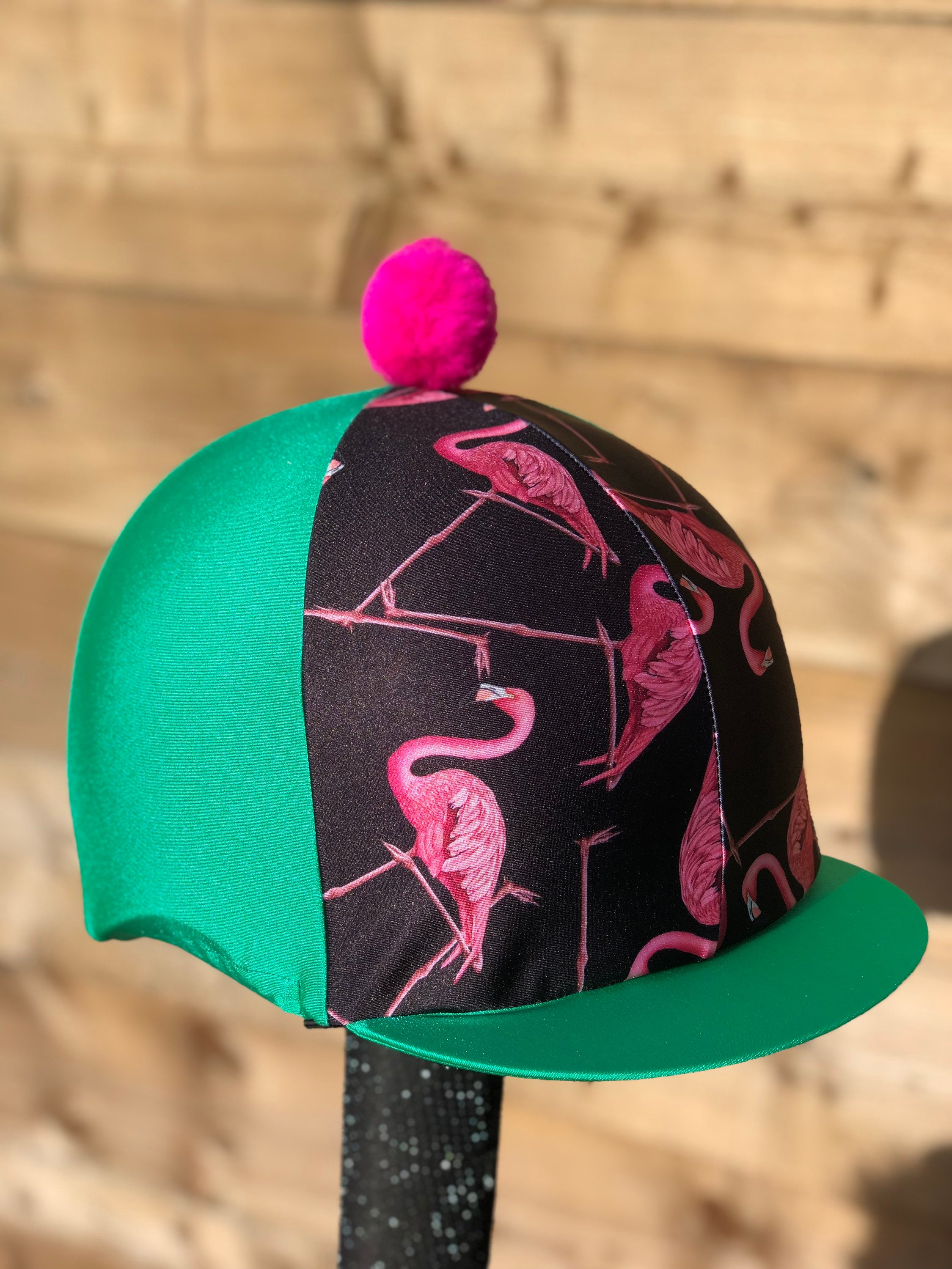 Horse Riding Hat Silk Flamingo Green 