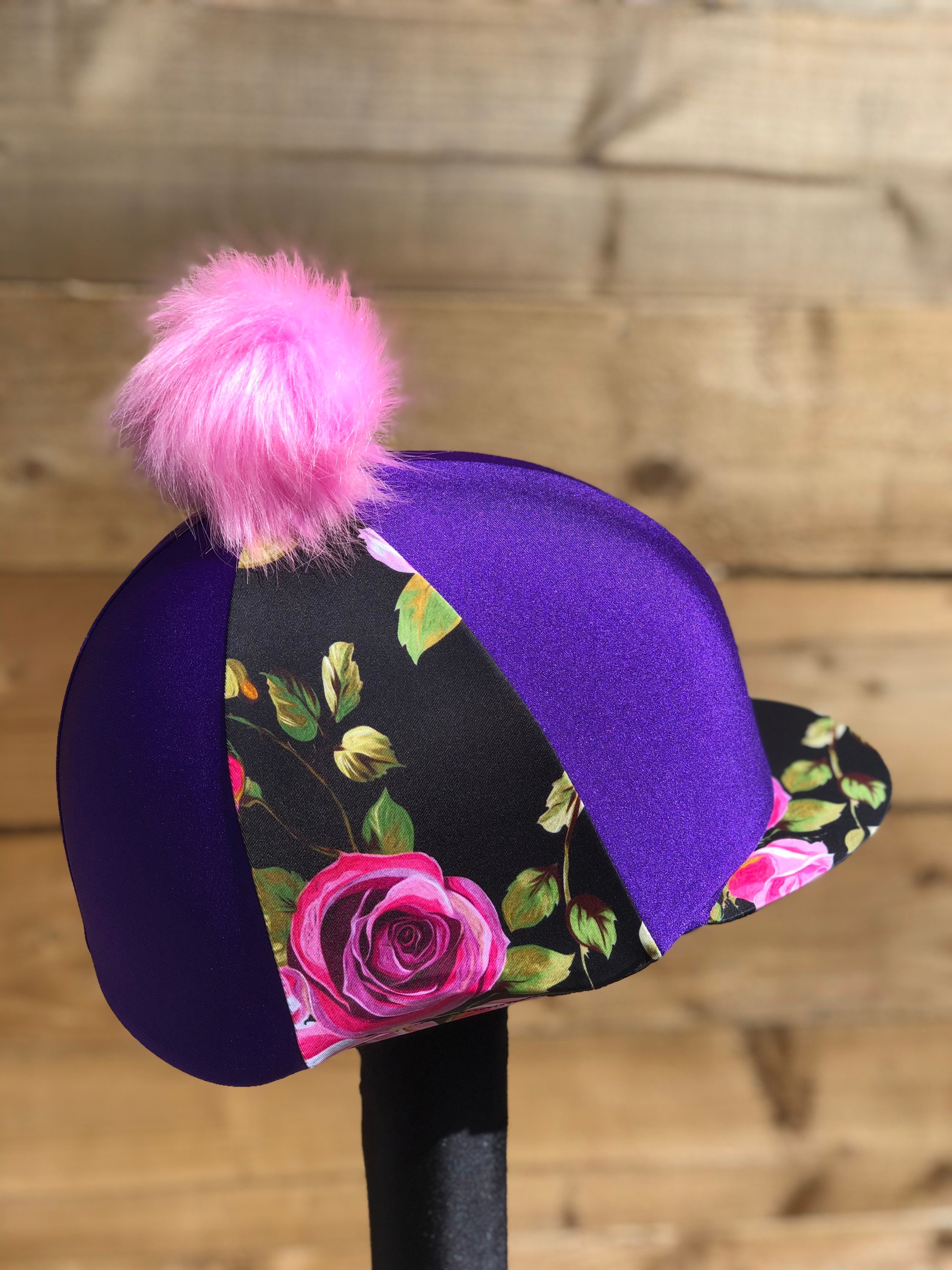 Horse Riding Hat Silk Skull Cap Cover Rose Purple Etsy UK