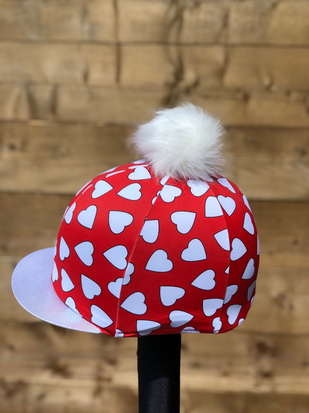 Horse Riding Hat Silk Skull Cap Cover Love Heart Skull Cap /pocket Peak