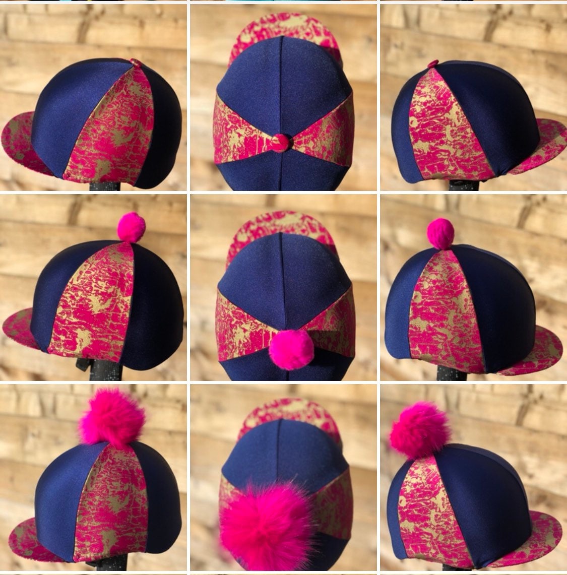 Horse Riding Hat Silk Cover Pink Craze Navy Blue Button or Pom Etsy