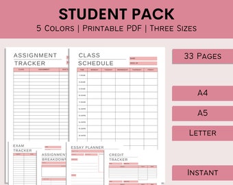college student planner pdf Student Planner Pack | Printable Study Plan | University Student Organizer | College Resources | Class Planner | PDF | A4 | A5 | Letter