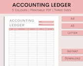 Printable Accounting Ledger | Bookkeeping Template | Small Business Accounting | Credit And Debit Log Book | PDF | A4 | A5 | Letter