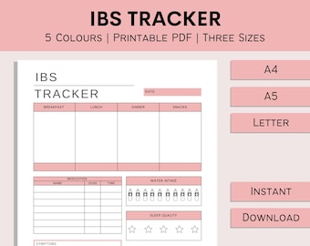 IBS Tracker | Food Sensitivity Log | Allergy Symptom Sheet | Food Diary | Daily Health Planner | Medical Tracker | PDF | A4 | A5 | Letter