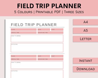 Field Trip Planner | Printable Homeschool Plan | Classroom Trip | Teacher Planner Journal | Academic Log | PDF | A4 | A5 | Letter