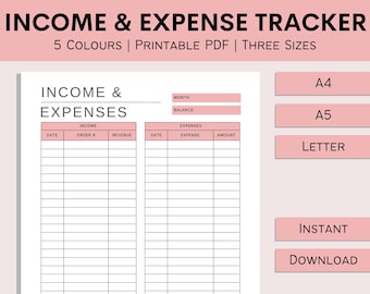 Income & Expense Tracker | Small Business Expense Log | Business Organizer | Budget Overview | Financial Tracker | PDF | A4 | A5 | Letter