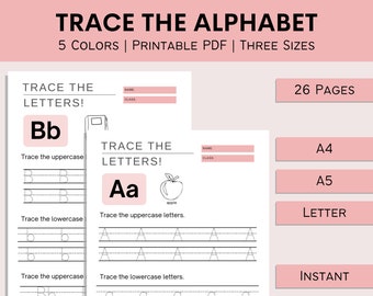 Trace The AlphabetBuchbuchstabe | Druckbare Briefverfolgung | Vorschulbildung | Feinmotorik | Kita Lern-| PDF | A4 | A5 | Brief