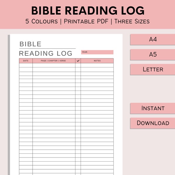 Bible Reading Log - Etsy UK
