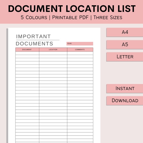 Important Document Organizer - Etsy