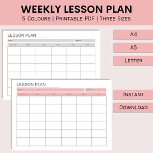 Weekly Lesson Plan Daily Lesson Schedule Simple Homeschool Plan Preschool Template Teacher Planner PDF A4 A5 Letter image 1