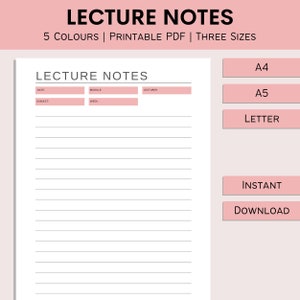 Notatki z wykładów | Papier do notatek do druku | Notatki dla studentów | Notatki w linie na studiach | Planer wykładów | Drukuj w domu | PDF | A4 | A5 | List