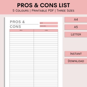 För- och nackdelslista | Utskrivbar idélista | Organisationsblad för problem | Skriv ut hemmaplanerare | Mall | PDF | A4 | A5 | Letter