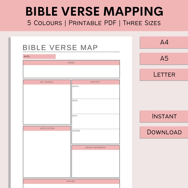 Bible Verse Mapping | Bible Study Notes | Faith Worksheet | Printable Scripture Study Tools | Bible Journaling | PDF | A4 | A5 | Letter