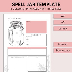 Zauberglas Grimoire Seite | Buch der Schatten Vorlage | Witchcraft Basics | Köcheltöpfe | Zauber in der Flasche | PDF | A4 | A5 | Brief