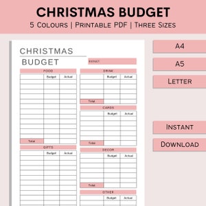 Christmas Budget Planner Template | Holiday Budget Sheet | Money Management Printable | Budget Overview | PDF | A4 | A5 | Letter