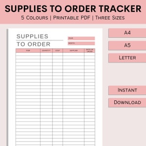 Business Inventory Tracker Printable | Supply Order Form | Product Tracker | Inventory Management | Craft Business | PDF | A4 | A5 | Letter