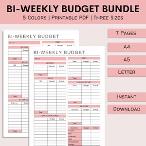 Bi-Weekly Budget Bundle Template, Printable Paycheck Planner, Budget Binder, Finance Plan, Zero Based Budget, PDF, A4, A5, Letter
