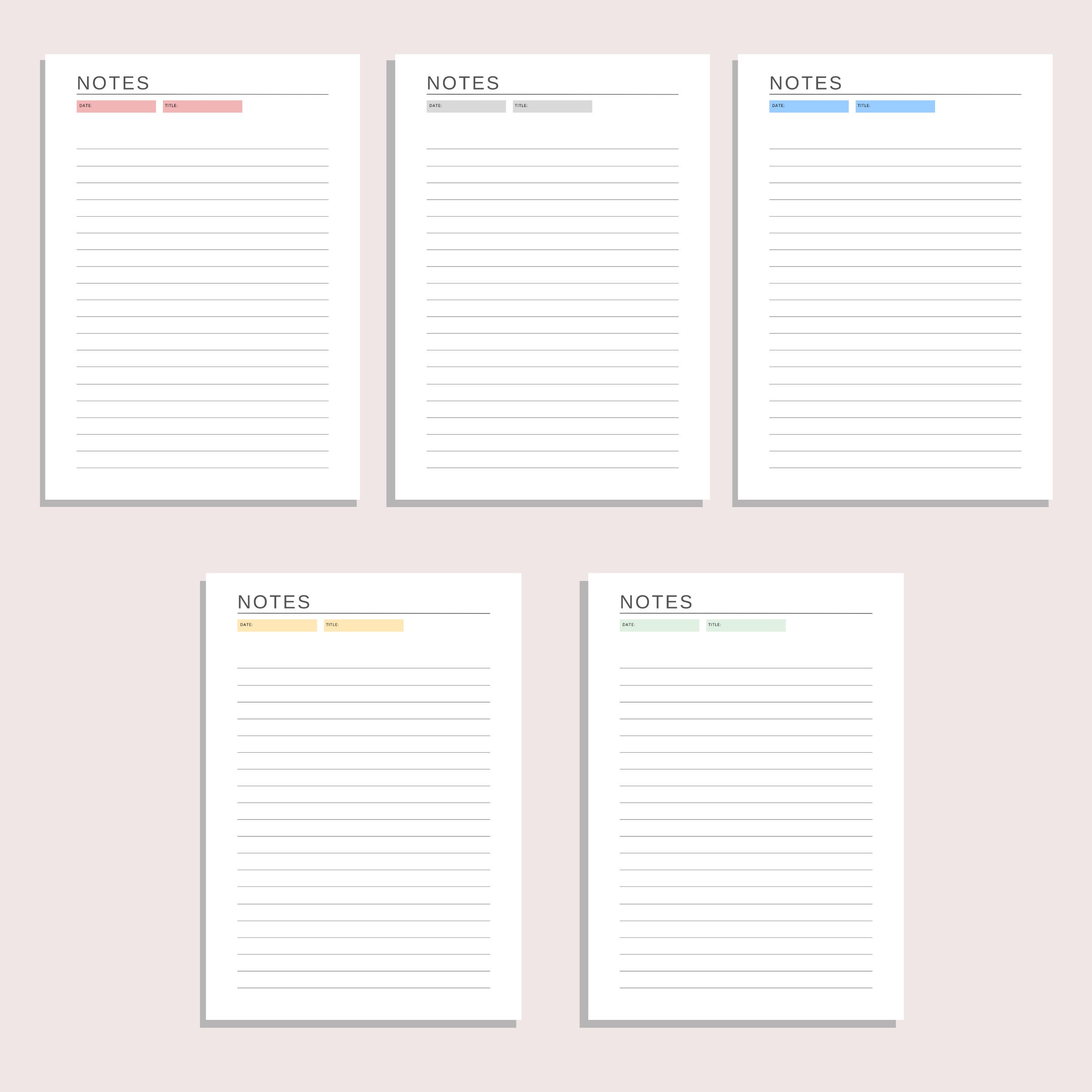 Lined Note Paper | Printable Note Pages | Notes Planner Insert | Print ...