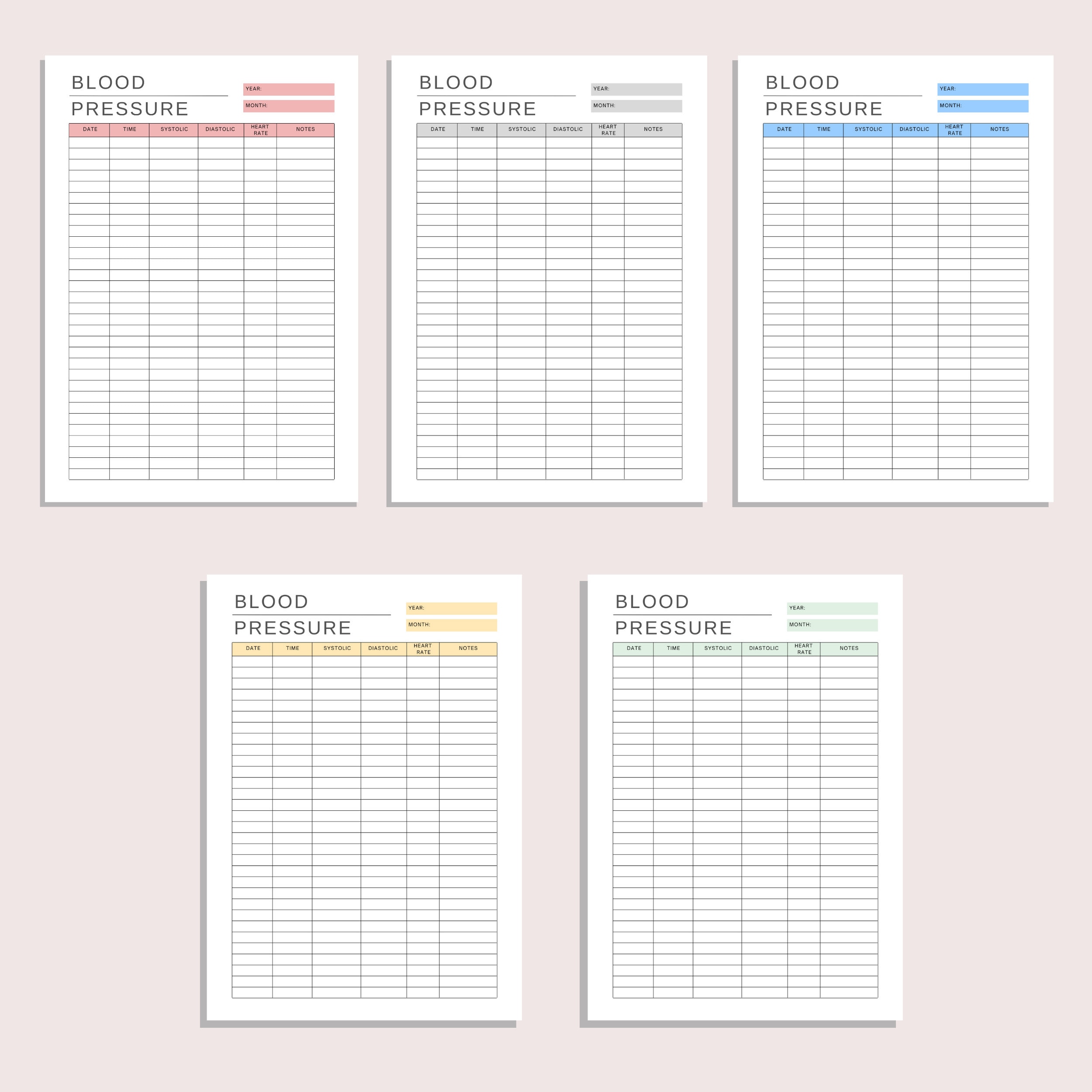Blood Pressure Log | High Blood Pressure Tracker | Printable | BP ...