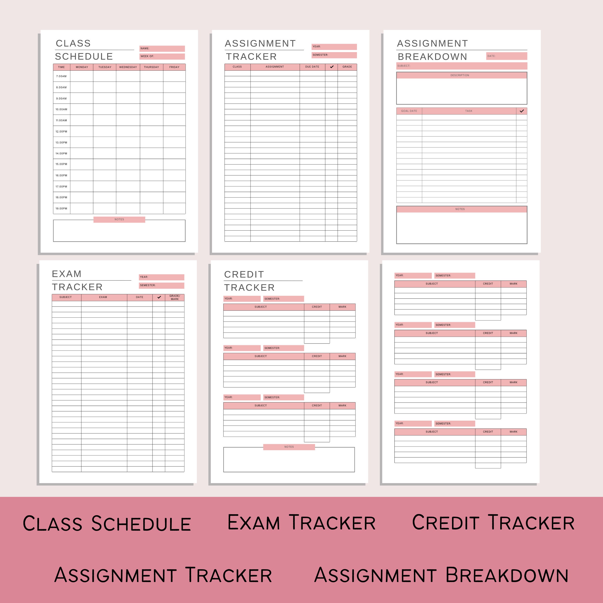 Student Planner Pack, Printable Study Plan, University Student ...