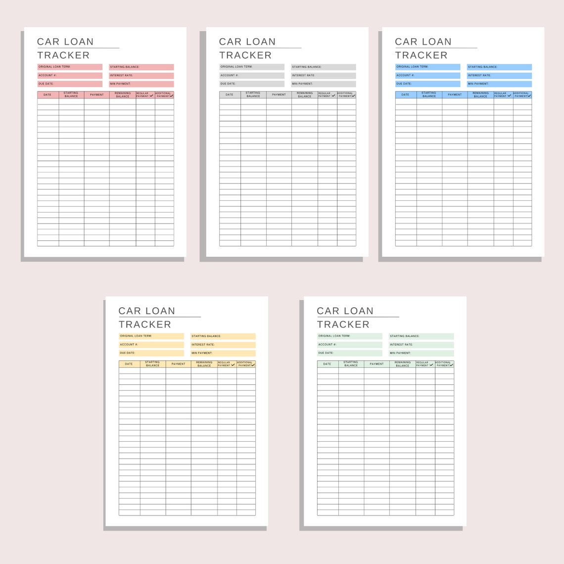 Car Loan Payment Tracker | Auto Debt Payoff Tracker | Printable Debt ...