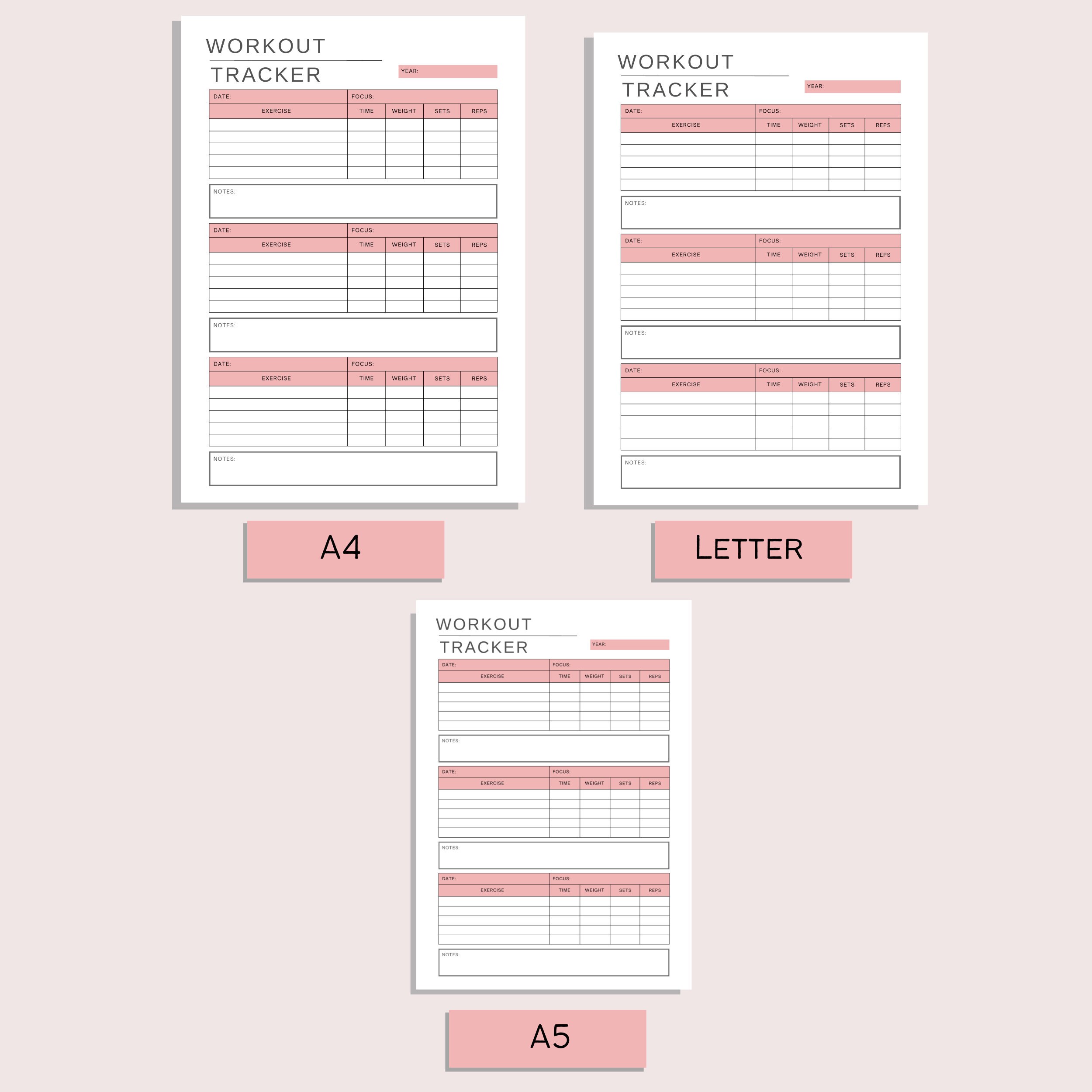 Workout Tracker Printable | Exercise Routine Plan | Daily Fitness Log ...