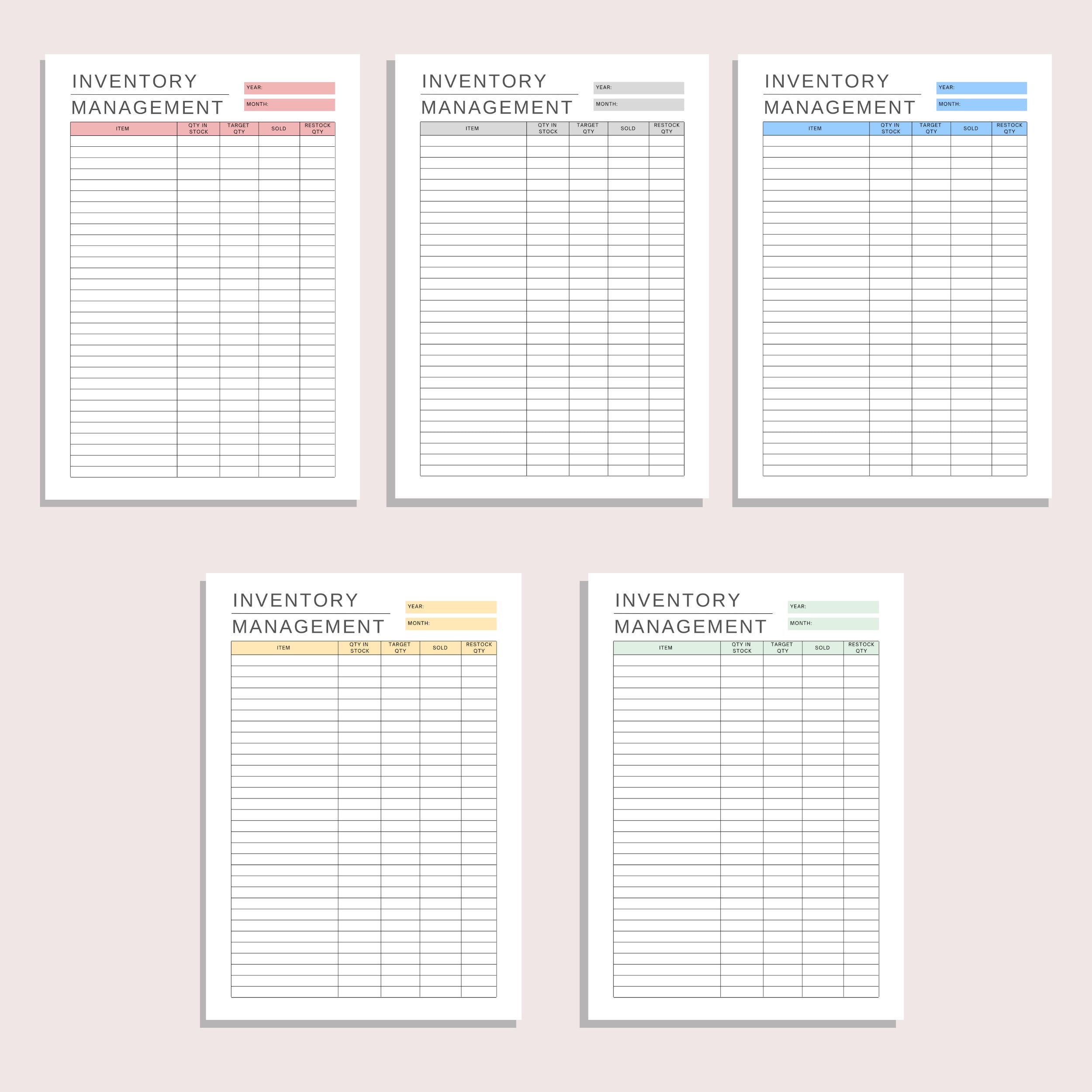 Inventory Management | Printable Inventory Form | Item Tracker ...