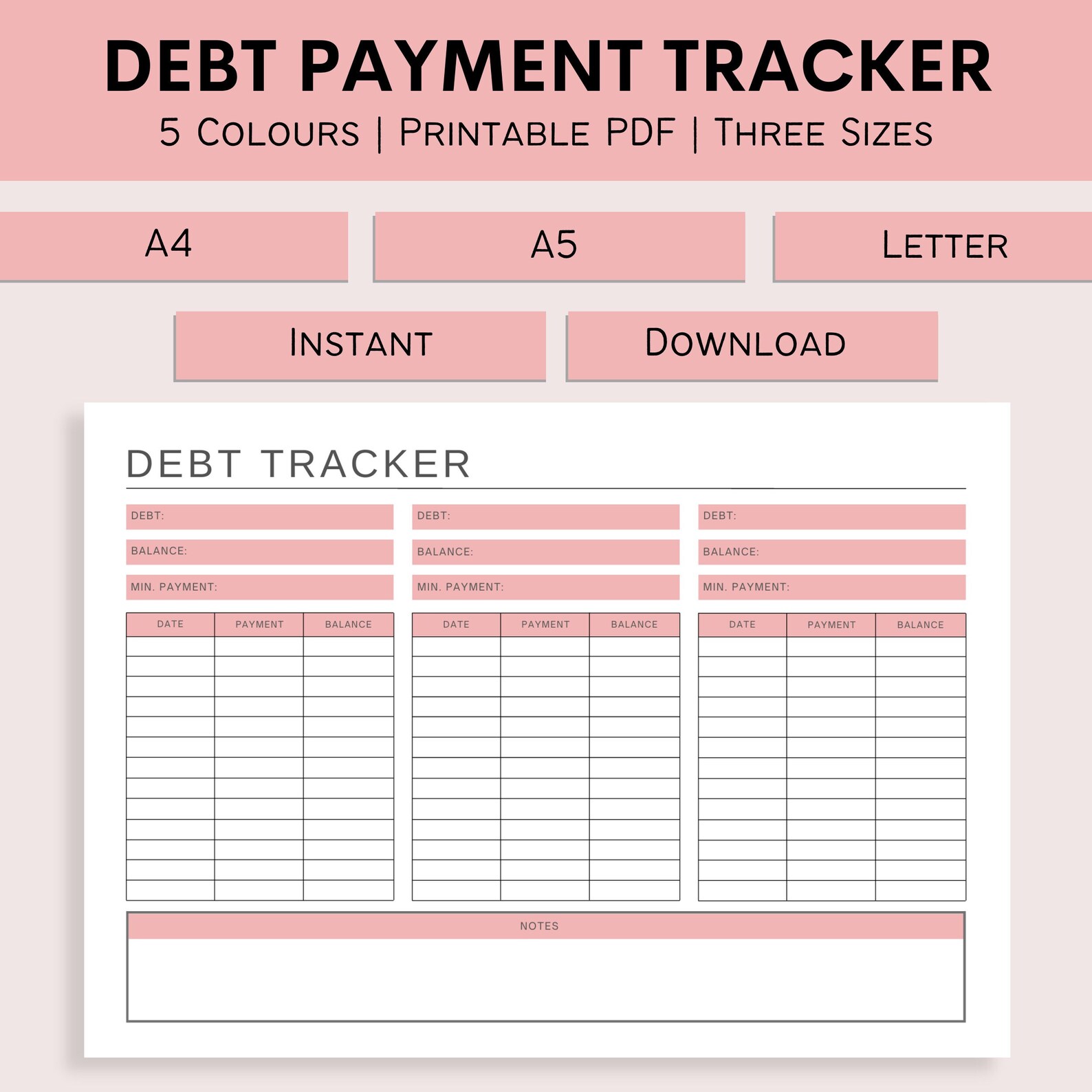 Debt Payment Tracker Printable Debt Snowball Sheet Budget Planner Debt Payment Tracker Printable Debt Snowball Sheet Budget Planner