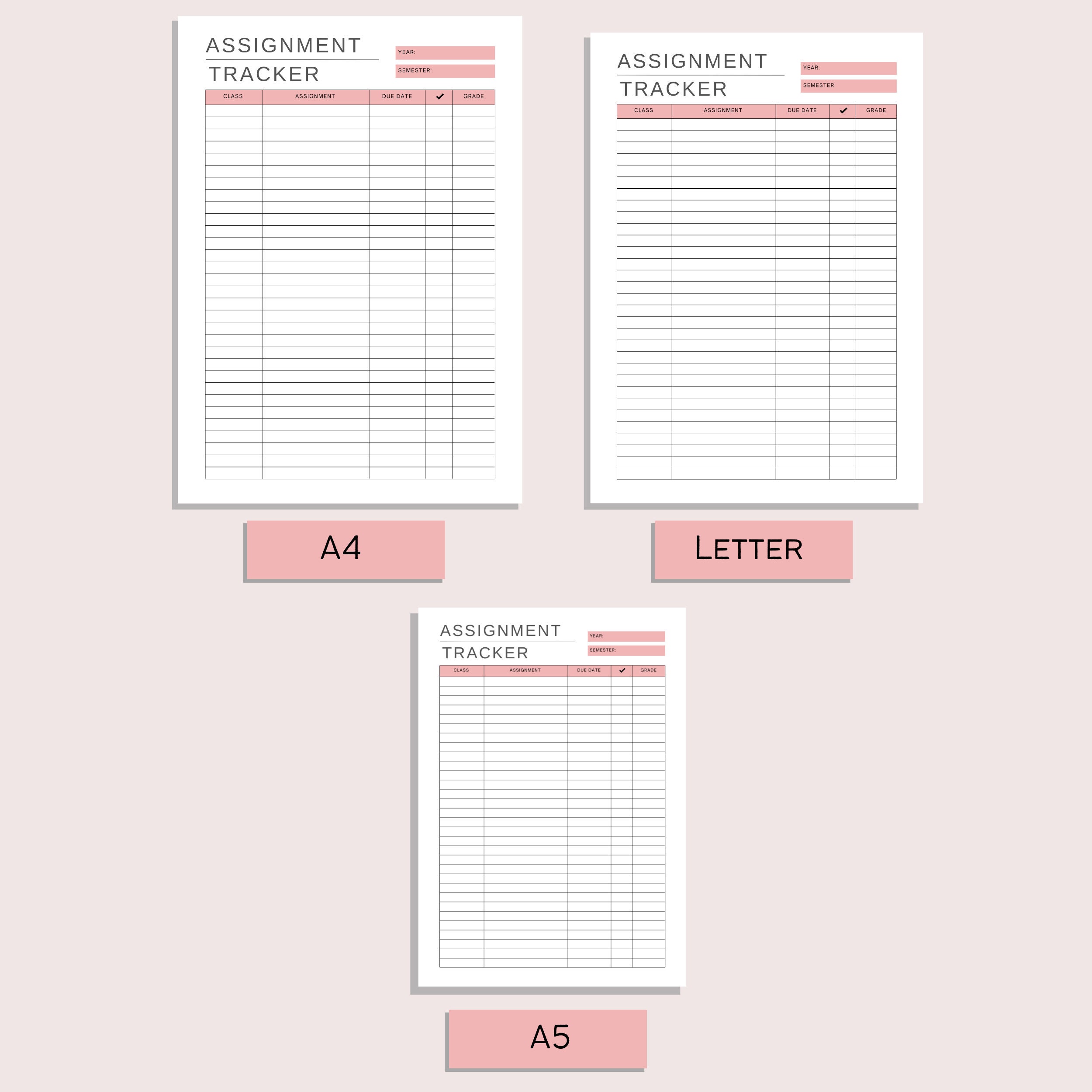 Assignment Tracker | Assignment Printable | Homework Sheet | College ...