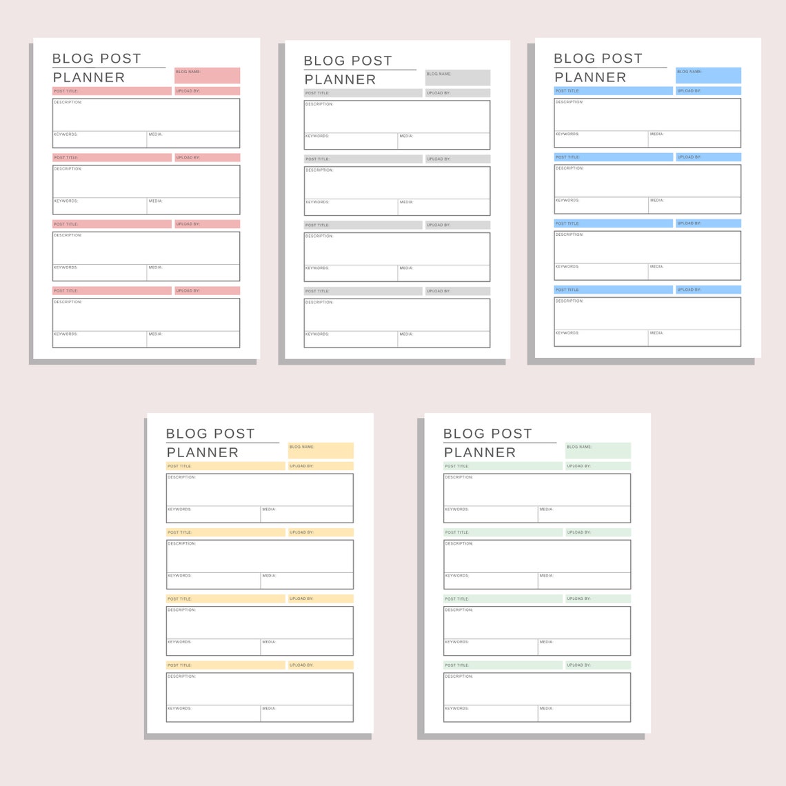 Weekly Blog Post Planner Examples Blog Post Planner | Printable Blog Idea Tracker | Website Post Series ...