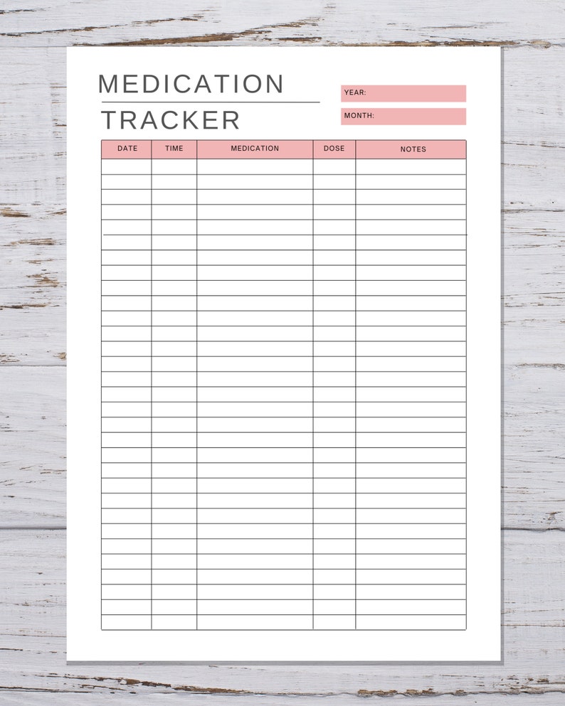 Medication Tracker Printable Medication Log Meds Sheet Etsy