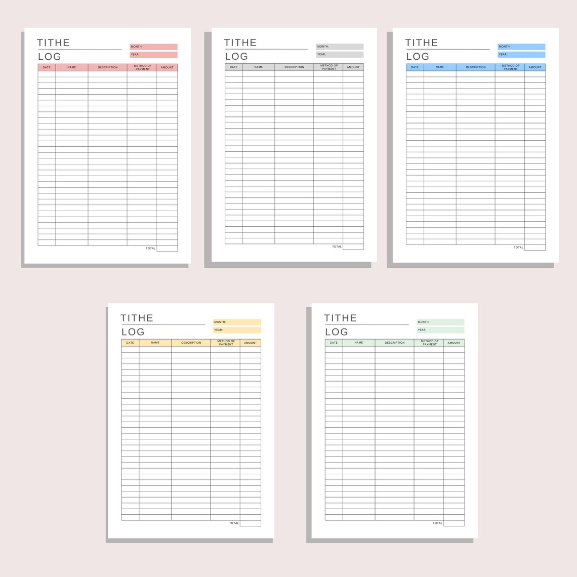 Tithe Log | Printable Tithing Record | Church Giving Log | Financial Donation Sheet | Record ...