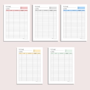 Tithe Log | Printable Tithing Record | Church Giving Log | Financial Donation Sheet | Record ...