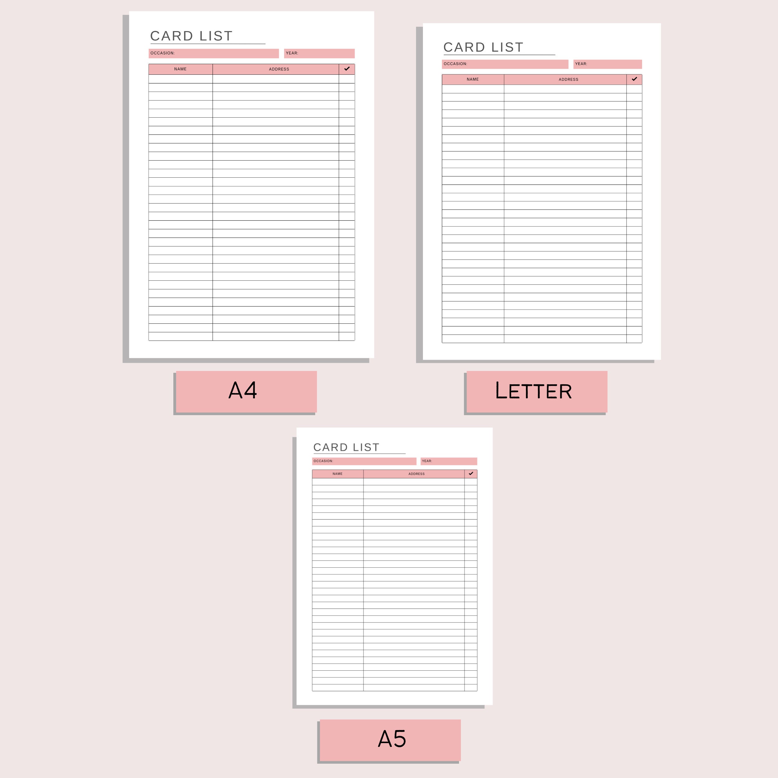 Printable Card List, Greeting Card Tracker, Birthday Thank You List ...