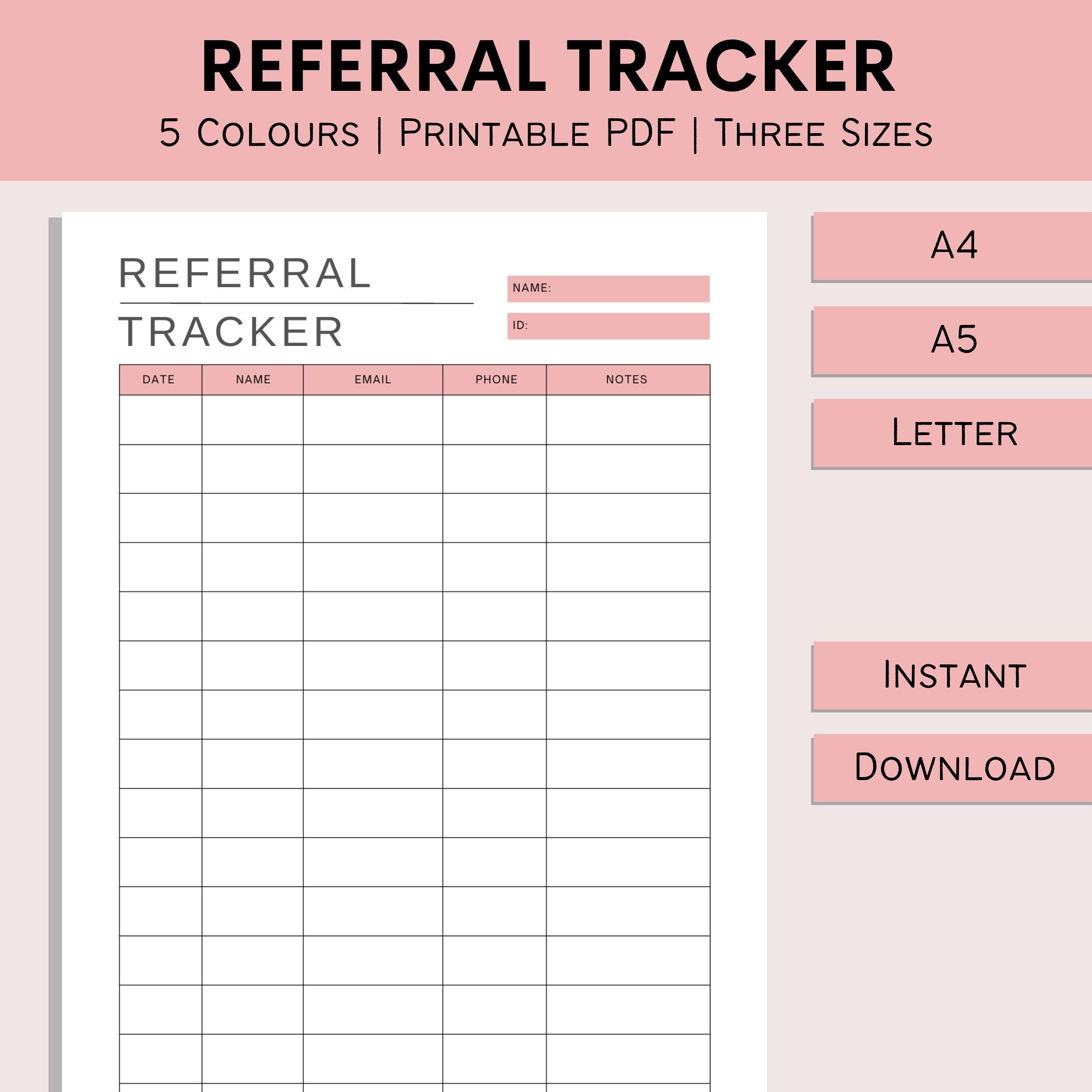 Referral Tracker Printable Client Referral Sheet Lead Tracker Client Referral Tracker Printable Client Referral Sheet Lead Tracker Client