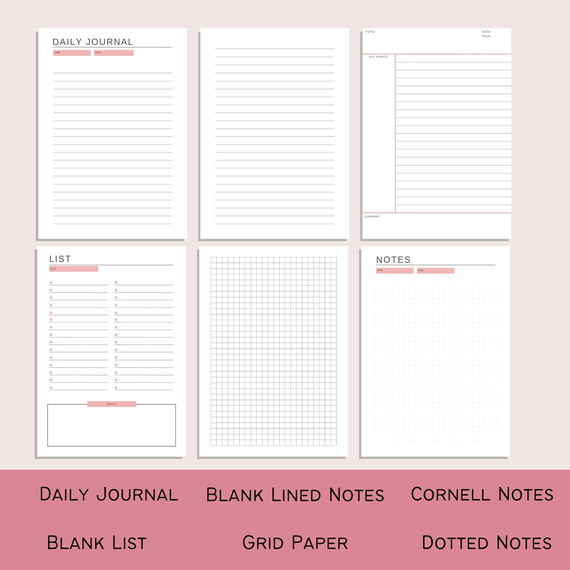 Letter Note Taking Note Taking Pack | Printable Note Pages | Student Note Bundle ...