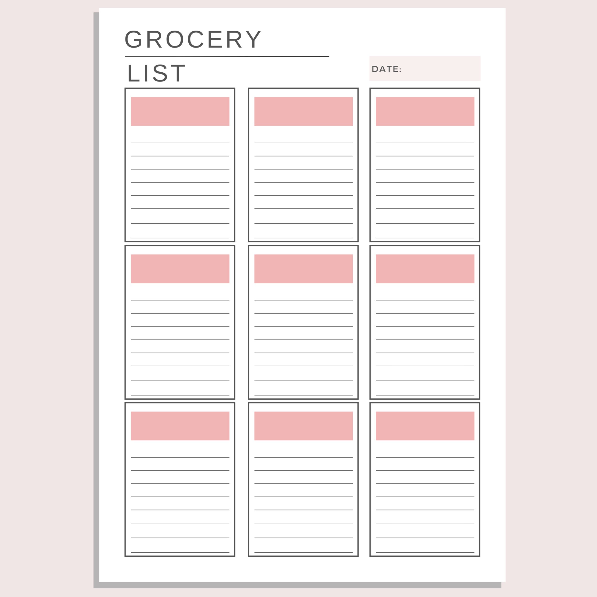 Grocery List, Printable Shopping List, Food Shopping PDF, Meal Planning ...