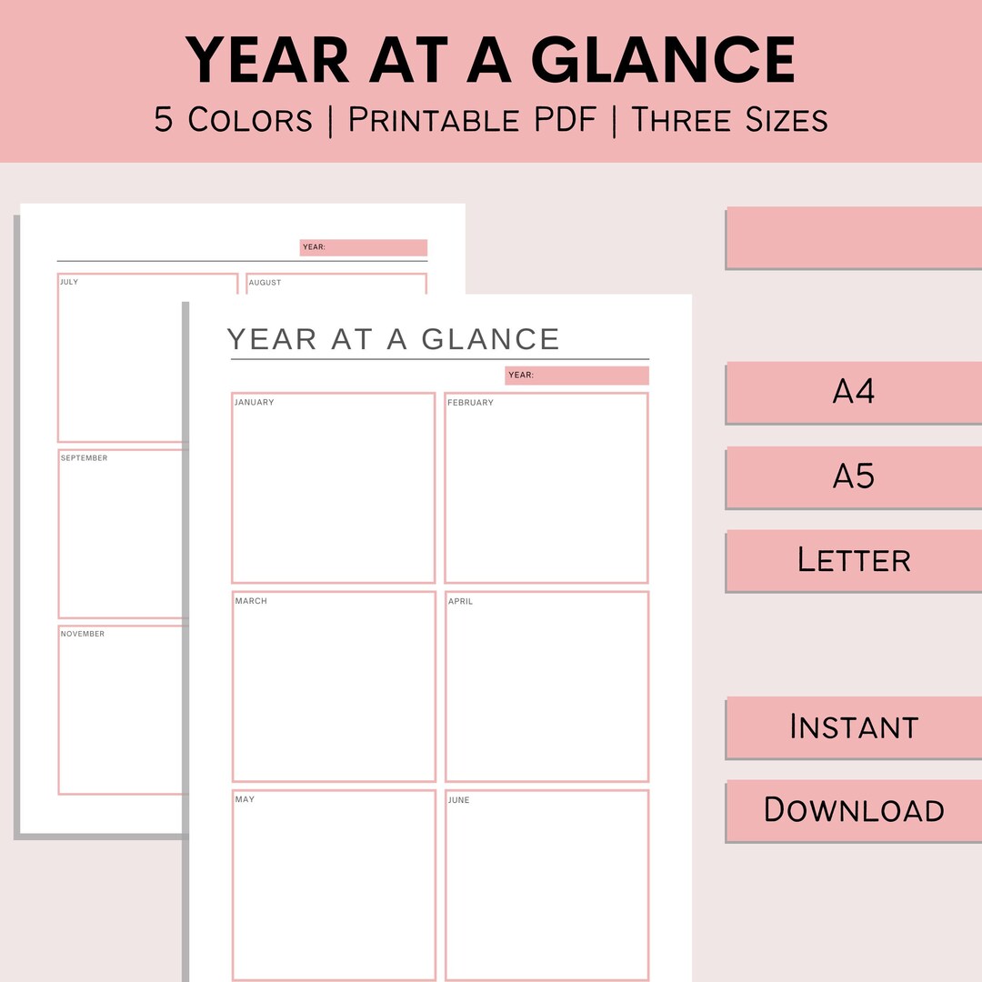 Year at A Glance 2023 | Printable Yearly Overview | Yearly Planner on ...