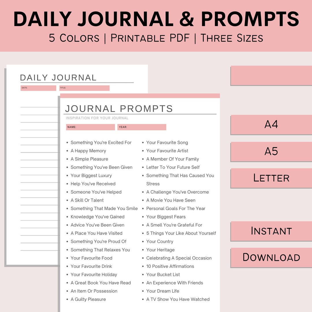 Daily Journal Printable | Gratitude Journal | Self Care Planner ...