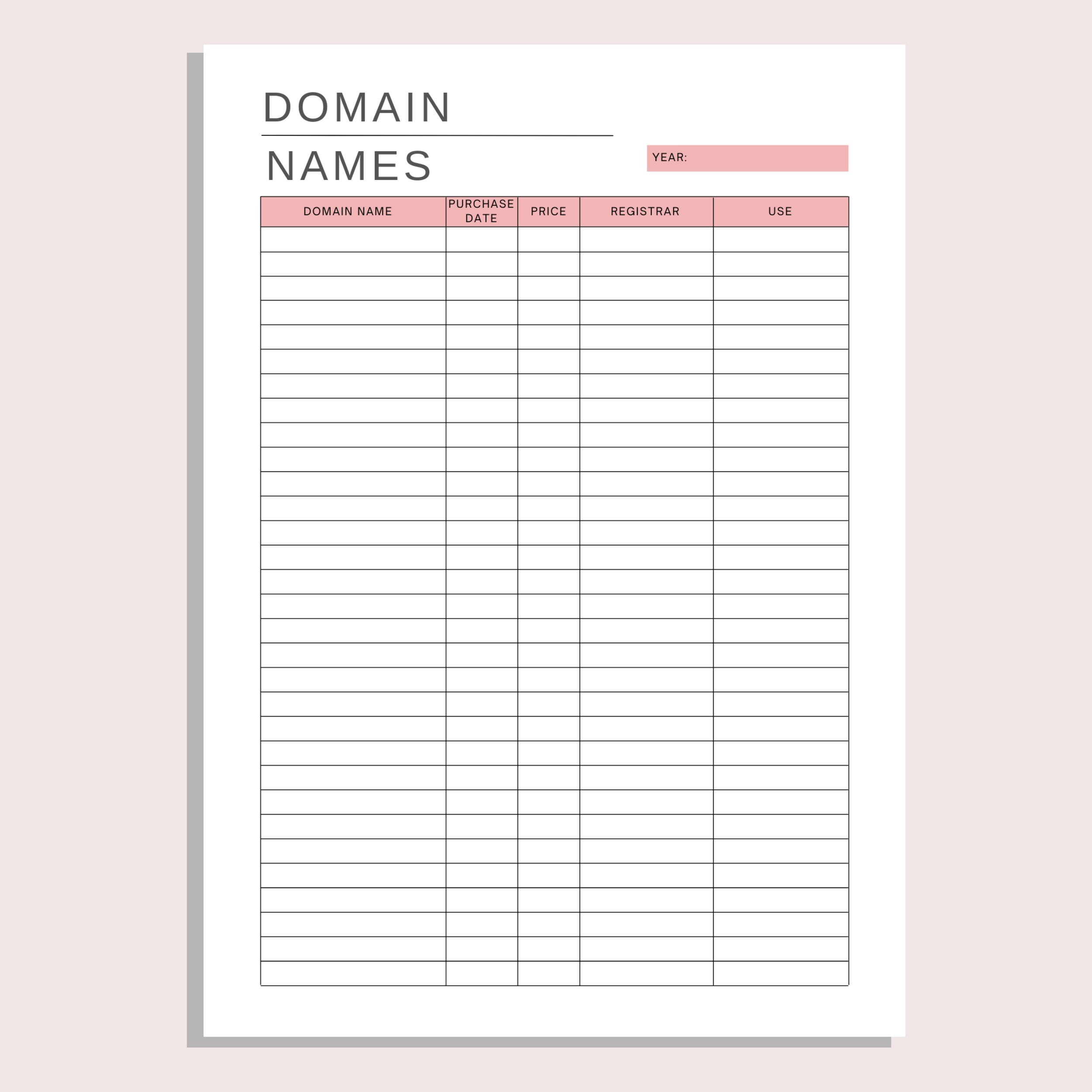 Domain Name Tracker | Website List Sheet | Project Tracker | Small ...