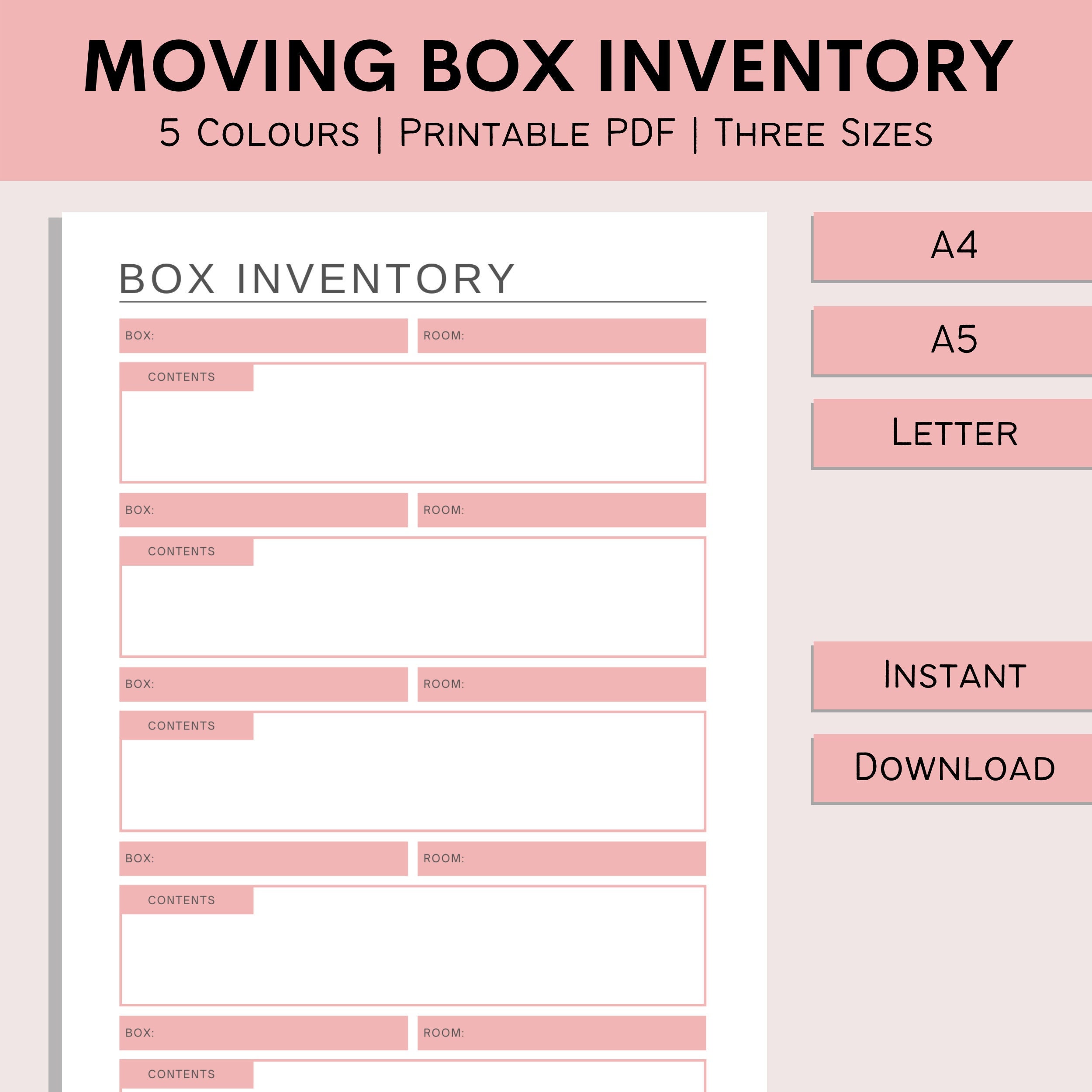 Moving Box Inventory Box Contents List Moving House Planner Moving Home