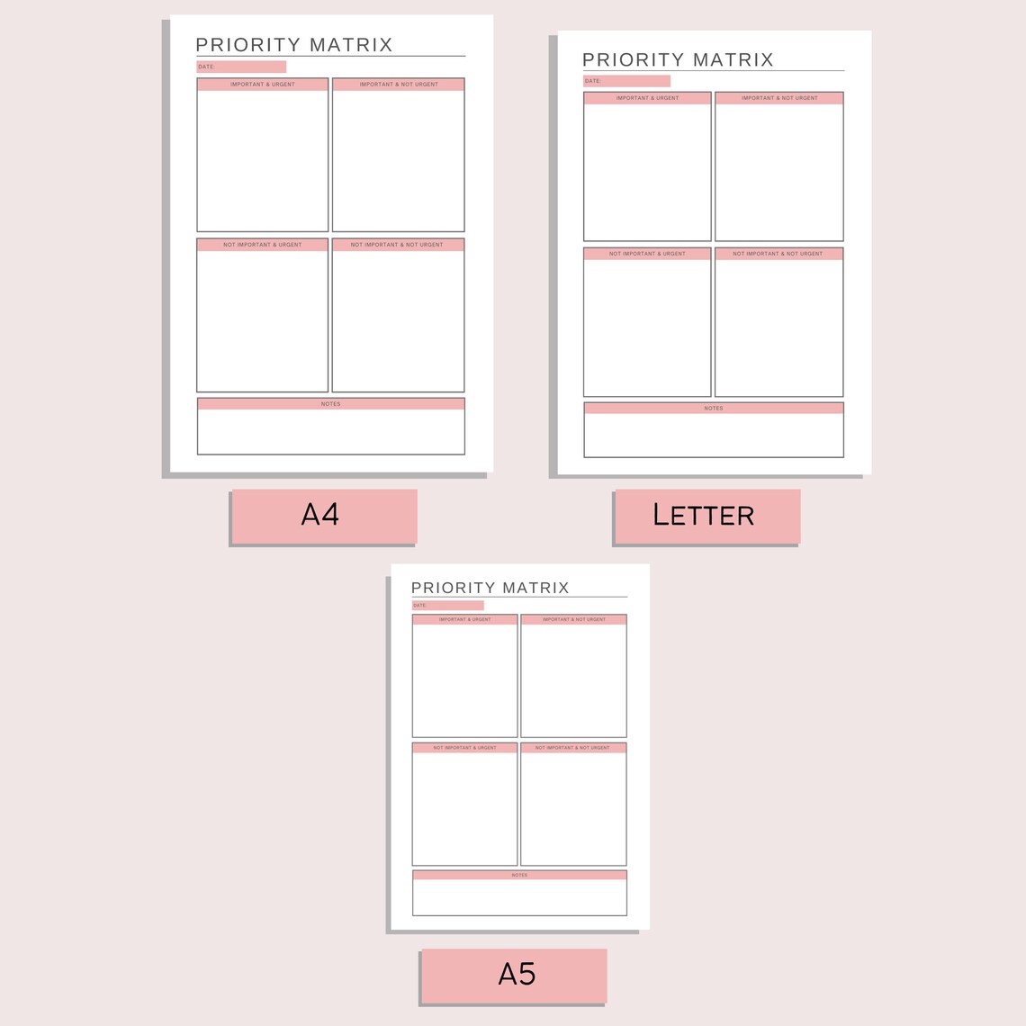 Priority Matrix Printable | Daily Task Planner | Eisenhower Matrix ...