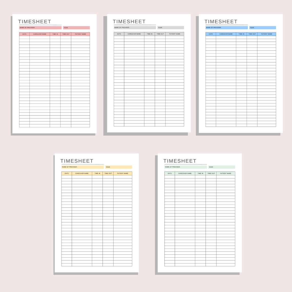 Caregiver Employee Timesheet Health Care Hours Worked Home Health Nurse