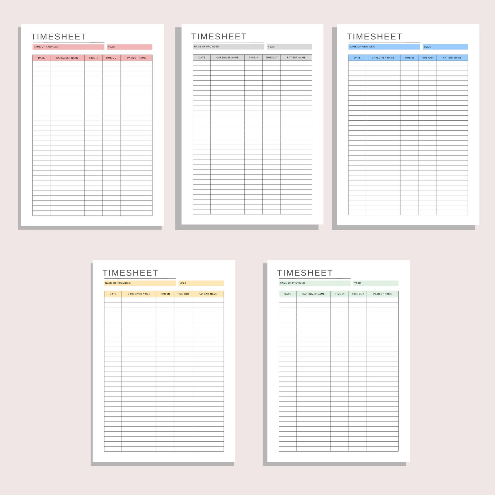 Caregiver Employee Timesheet | Health Care Hours Worked | Home Health ...
