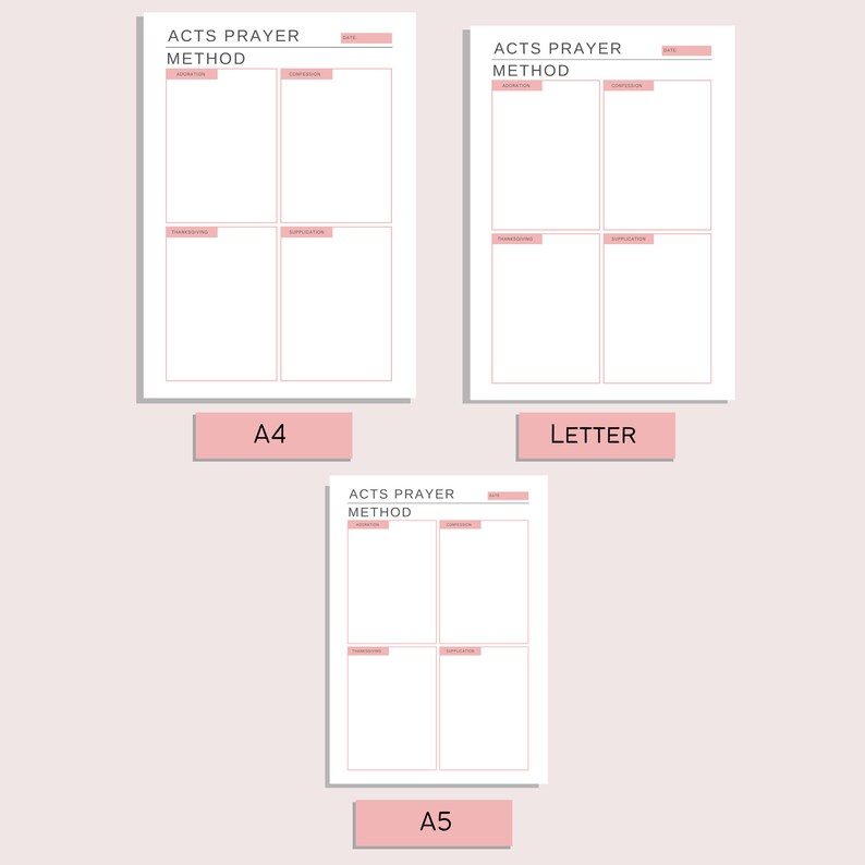 ACTS Prayer Method Printable | Bible Study Sheet | Faith Planner ...