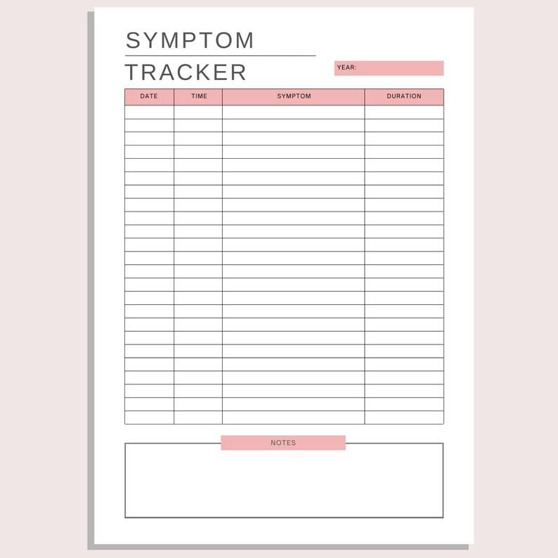 Symptom Tracker, Printable Medical Log, Wellness Tracker, Illness Track, Pain Tracker, Medical ...