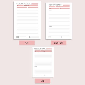 Court Notes, Printable Court Record, Custody Note Keeping, Court ...